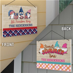 Personalized Summer And Patriotic Gnomes Double Sided Sign 62249517
