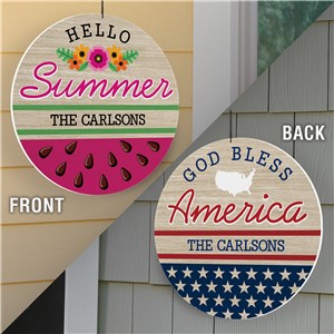 Personalized Double-Sided Summer & Patriotic Round Sign 62249616
