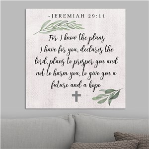 Bible Verse Green Sprig Square Canvas 91224054X