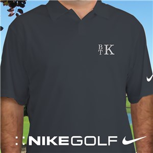 Embroidered Stacked Monogram Nike Dri-Fit Gray Polo Shirt E12224199GR