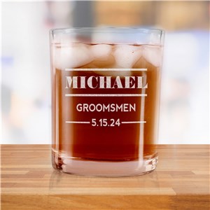 Engraved Wedding Party Rocks Glass | Groomsmen Whiskey Glasses