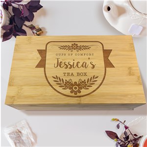 Engraved Cups Of Comfort Bamboo Tea Box L13219426