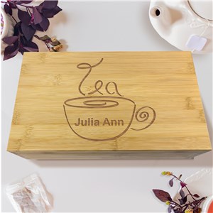 Engraved Tea Drinker Bamboo Tea Box L6233426