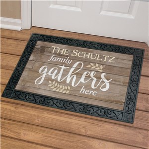 Personalized Family Gathers Here Doormat U1060983X