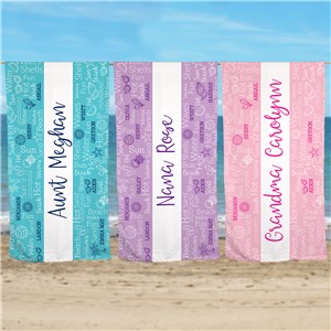 Personalized Static Summer Word Art Beach Towel U2249333