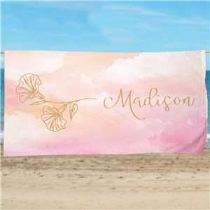 Personalized Birth Month Flower Beach Towel U2250833