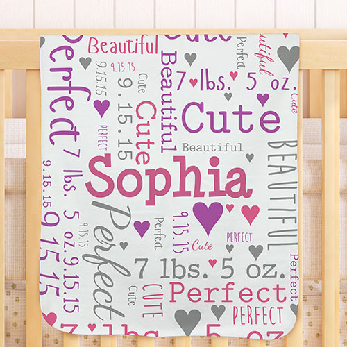 Personalized Baby WordArt Throw Blanket GiftsForYouNow