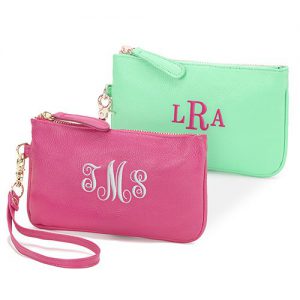 monogrammed leather wristlet gift for friends E10320213X-l