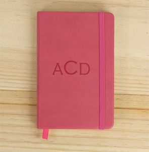 pink leatherette journal with initials L9925143X-pink