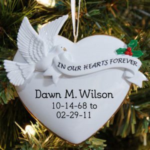 personalized heart sympathy christmas ornament