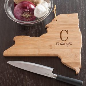 personalized state shaped state pride cutting board family initial new york