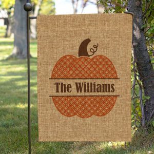 personalized pumpkin burlap garden flag