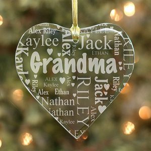 personalized grandma heart word art ornament gift