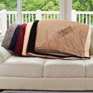 personalized embroidered sherpa blanket gift