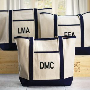 personalized embroidered initials canvas tote bag gift