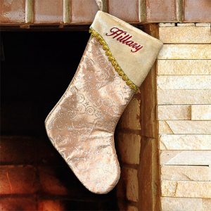 personalized embroidered gold christmas stocking