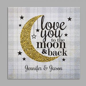 personalized love you to the moon wall canvas gift