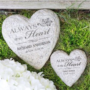 engraved heart memorial garden stone