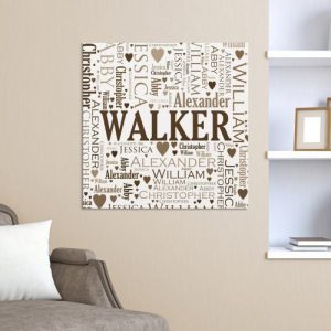 personalized family word art canvas