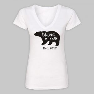 personalized mama bear v neck t-shirt