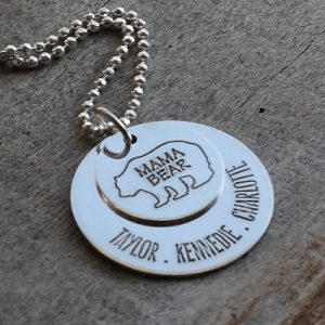 engraved custom mama bear necklace