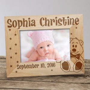 new baby engraved wood picture frame