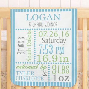 personalized birth announcement baby blanket