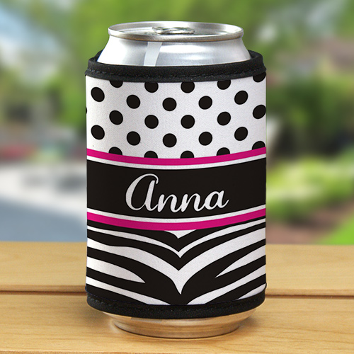 Personalized Zebra Print Can Koozie Custom Koozie For Her