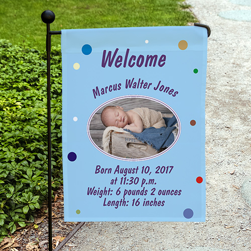 Personalized Baby Boy Flag Custom Newborn Baby Boy Announcement