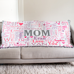 Personalized Mom Word-Art Tapestry Throw | Gifts For Mothers