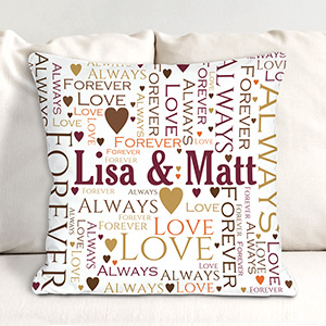 Personalized Loving Couple Word-Art Throw Pillow | Personalized Throw Pillows
