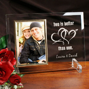 Two Is Better Than One Beveled Glass Picture Frame
