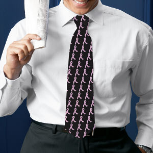 Pink Hope Ribbon Breast Cancer Awareness Necktie