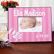 Personalized New Baby Girl Rattle and Bow Printed Frame