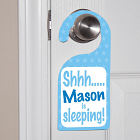 Personalized Shhh...Baby's Sleeping Blue Door Hanger 44062DHLB