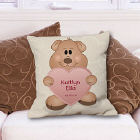 Teddy Bear New Baby Girl Personalized Throw Pillow