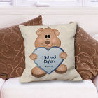 Teddy Bear New Baby Boy Personalized Throw Pillow