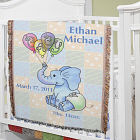 Personalized Baby Boy Elephant Blanket