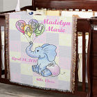 Personalized Baby Girl Elephant Blanket