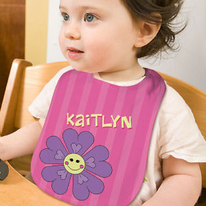 Personalized Flower Baby Bib