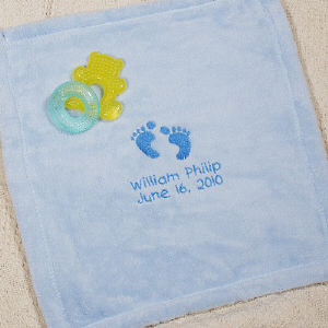 Embroidered Baby Blue Security Blankie