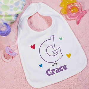 A is For Hearts Personalized Baby Bib A is For Hearts Personalized Baby Bib