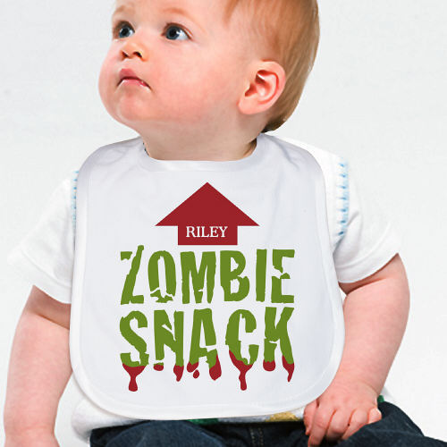 Personalized Zombie Snack Halloween Baby Bibs