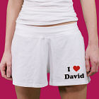 I Love You - Ladies White Cotton Shorts