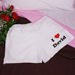 I Love You - Ladies White Cotton Shorts