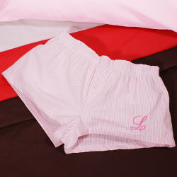 Embroidered Candy Stripes Ladies Cotton Shorts
