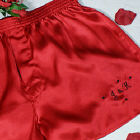 Embroidered You &amp; Me Silk Boxer Shorts