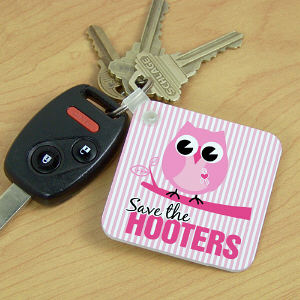 Save the Hooters Breast Cancer Key Chain