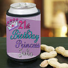 Personalized 21st Birthday Princess Can Wrap Koozie