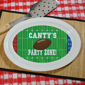Football Party Zone Personalized Serving Platter